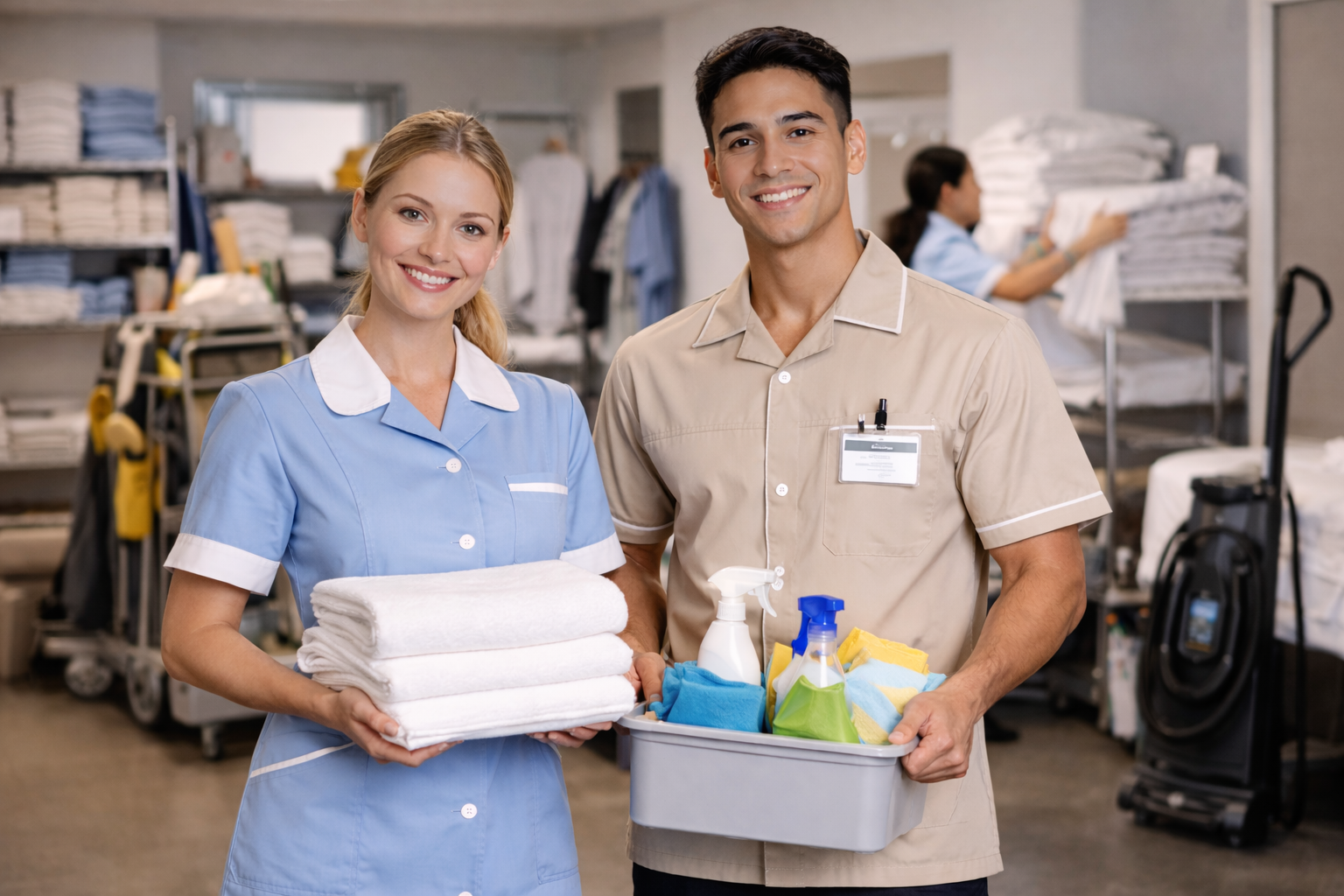 What factors increase the cost of housekeeping uniforms in large orders?