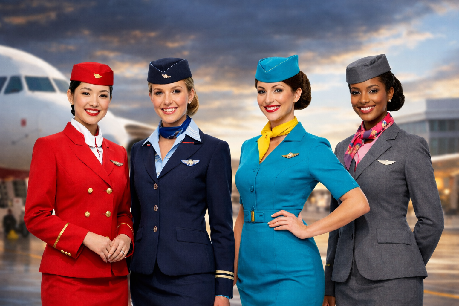 What are the ergonomic design features of flight attendant uniforms?